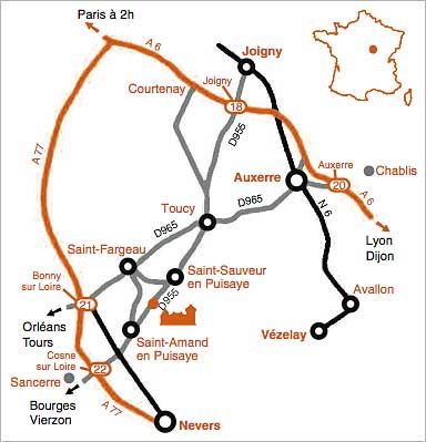 Plan accès Guédelon