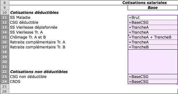 Bases de calcul, formules